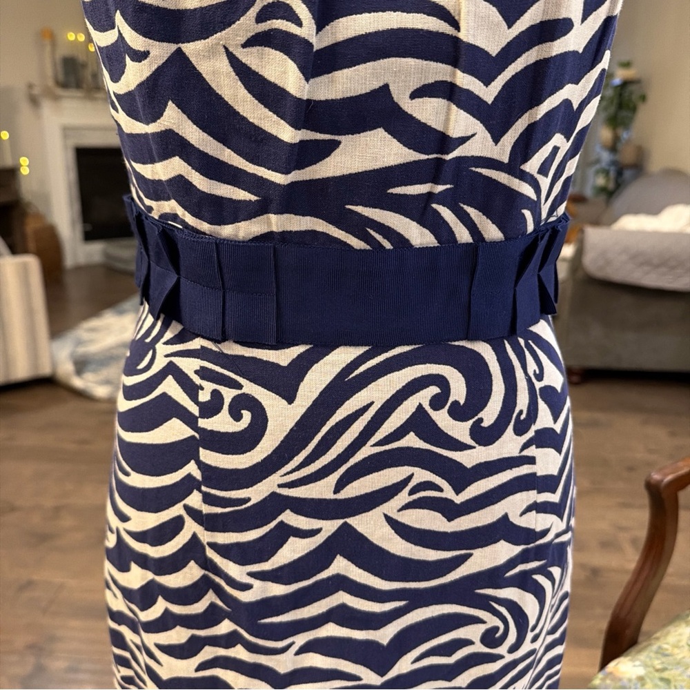 ANTONIO MELANI Navy and White Patterned Midi Dress - Picture 3 of 9